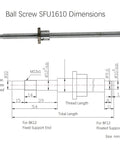 Diagram of 1610 Linear Motion CNC Ball Screw with Anti Backlash Nut, Coavoo SFU1610 300mm / 11.81 inch 16mm Ballscrew