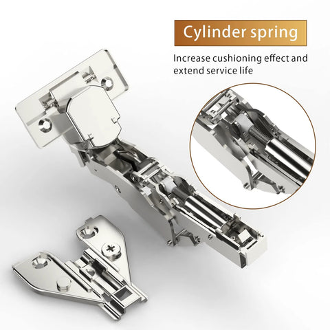 Two Pairs Of 165 Degree Concealed Lazy Susan Cabinet Hinges with Cylinder Spring, Full Overlay Doors, Durable Steel Construction