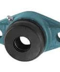 Front view of UCFL203C 17 mm ID wide inner-ring set-screw flange bearing, 2-bolt cast iron housing with pressed-steel cover.