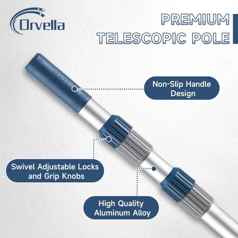 16 Foot Telescoping Pool Pole With 2 Pieces Aluminum Adjustable Skimmer Pole Built to Last Strong Grip Locking Cams handle
