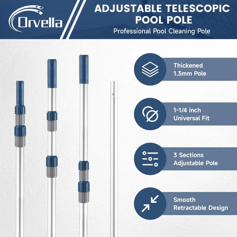 16 Foot Telescoping Pool Pole With 2 Pieces Aluminum Adjustable Skimmer Pole Built To Last Strong Grip Locking Cams diagram