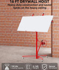 16 FT Heavy Duty Drywall Lift Hoist, 150 Lbs Capacity Adjustable Telescoping Panel Jack with 360° Swivel & Locking Wheels.