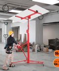 Man using ✝️ 16 Ft. Drywall Lift, Drywall Rolling Lifter Panel, 150LBS Heavy Duty Sheetrock Lift with 360° Adjustable Arm