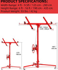 Specifications of 16 FT Heavy Duty Drywall Lift Hoist, 150 Lbs Capacity Adjustable Telescoping Panel Jack with 360° Swivel & Locking Wheels