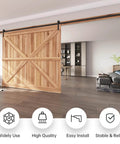 16 FT Heavy Duty Sliding Barn Door Hardware Track Kit with Straight Pulley in living room, steel construction, large single door installation