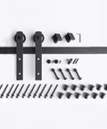 16 FT Heavy Duty Sliding Barn Door Hardware Track Kit with Straight Pulley components displayed on a white background