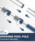 16 Foot Telescoping Pool Pole With 2 Pieces Aluminum Adjustable Skimmer Pole Built To Last Strong Grip Locking Cams Detail
