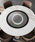 16 Inch Aluminum Heavy Duty Lazy Susan Turntable Bearing on dining table, metal swivel plate with smooth quiet motion for easy use