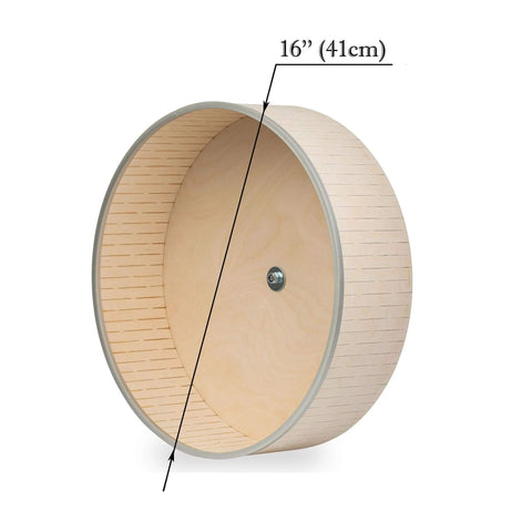 Quiet 16 Inch Chinchilla Exercise Wheel With Double Ball Bearings For Whisper Quiet Spin And Chew Resistant Metal Rim Plus Non Slip Surface And Easy Clean Ideal For Small Pets From AMIDA Craft, front view showing metal rim and 41cm diameter.