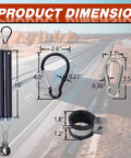 Diagram showing dimensions of 16 Inch Double Tender Spring Kit With Trailer Hose Holder And Heavy Duty Air Lines Holder For Semi Trucks Trailers And Tractors 3 In 1 Air Lines Holder And Hose Tension System
