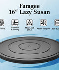 Famgee 16 Inch Lazy Susan Turntable Heavy Duty Rotating Swivel Stand with Steel Ball Bearings Non Slip Design for Monitors TVs Speakers Computers Bonsai Statues Cabinets and Display Platforms