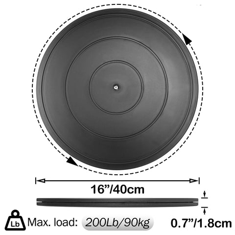 Top view of 16 Inch Lazy Susan Turntable Heavy Duty Rotating Swivel Stand with Steel Ball Bearings dimensions and weight