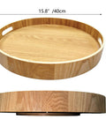 16 Inch Lazy Susan Turntable With Handles Wooden Rotating Tray With Raised Rim For Rustic Farmhouse Kitchen Island Display