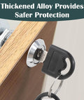 16mm Mailbox Lock With 4 Keys And 4 Lock Plates Heavy Duty Cam Lever Locks For Mailbox Cabinet Drawer Toolbox And Furniture Corrosion Resistant Zinc Alloy Security Upgrade, showing a key inserted into the lock on a wooden surface.