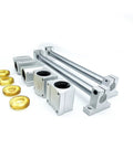 16mm Chrome Linear Rod Kit Pro Grade 500mm Long With SCS16UU Block Bearings and SK16 Aluminum Rail Clamps, anti-collision rings