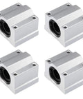 Pack of 4 16mm Bore Linear Ball Bearing Slide Block Units SCS16UU, aluminum housing, front view