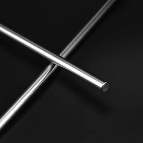 2Pcs 16mm x 600mm Linear Rail Rod Shafts, case hardened chrome plated C45 carbon steel, close-up view on black background