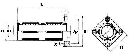 16mm Long Square Flanged Bushing Linear Motion LMK16LUU LBK16LUU - VXB Ball Bearings