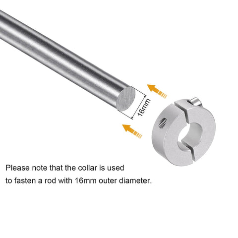 4pcs Double Split Shaft Collar for 16mm Shaft Set Screw Clamp-On Collars, 35mm OD, 12mm Width, shown with 16mm rod