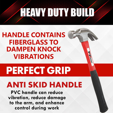 Durable 16 oz claw hammer with a fiberglass handle delivers precise strikes, vibration-damping comfort, and controlled leverage.