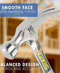 16 Oz USA Made Straight Rip Claw Hammer With Smooth Face And Shock Reduction Grip for Framing Carpentry And Serious DIY Projects