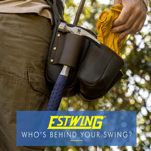 16 Oz USA Made Straight Rip Claw Hammer with Smooth Face and Shock Reduction Grip in a tool belt