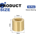 16 Pcs Self Lubricating Sintered Bronze Sleeve Bearings 5mm Bore 9mm Outer Diameter 8mm Length mechanical bushing dimensions