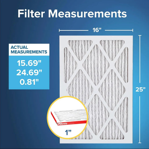 16x25x1 MERV 11 MPR 1000 Pleated Electrostatic Air Filter For AC Furnace Micro Allergen Defense filter dimensions