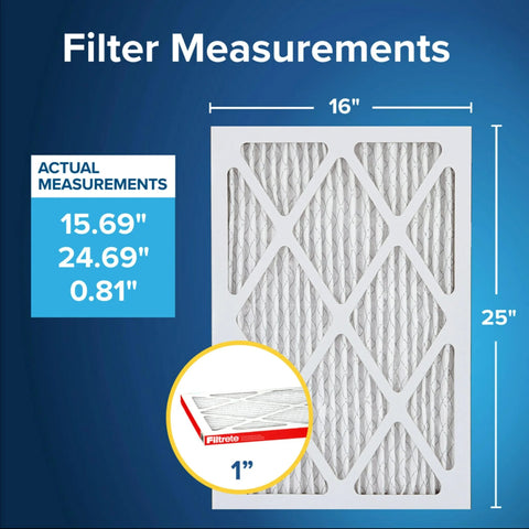 Enhance indoor air quality with this two-pack 16x25x1 pleated furnace filter featuring MERV 11, MPR 1000, and micro allergen defense.