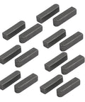 14-pack of 16Mm by 4Mm by 4Mm carbon steel key stock keystock, gray, undersized tolerance for loose fit in keyways, tooling and engineering applications.