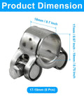 6 Pcs T Bolt Hose Clamp Set 17 To 19 Mm 304 Stainless Steel Adjustable Tube Clamps shown with dimensions for industrial use