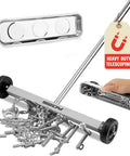 Effortless floor cleanup with a 17 inch heavy‑duty magnet sweeper lifting screws and debris, telescoping handle visible