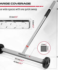 Effortless floor cleanup with a 17 inch heavy-duty magnet sweeper that lifts nails, screws, and ferrous debris; telescoping handle