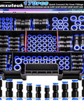 170-Piece Quick Connect Air Hose Fittings Kit With 1/8, 1/4, 5/16, 3/8, 1/2 Inch And 4, 6, 8, 10, 12 Mm Straight Push To Connect Pneumatic Fittings
