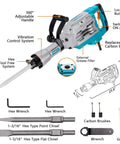 Powerful 1700W Corded Demolition Jack Hammer With 31 Pound Weight Delivers 1900 BPM And 55 Joules For Aggressive Concrete Pavement Brick And Tile Breaking Includes Carrying Case Flat Chisel And Bull Point Chisels For Construction And Renovation Projects