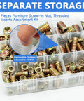 170 Piece Threaded Inserts Kit With 10 Sizes 1/4-20, 5/16-18, 3/8-16 in storage case with removable dividers