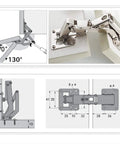 2 PCS 175 Degree Hinges Soft Close Hinge Hydraulic Frameless Cabinet Doors Hinges Adjustable Mounting Hinges diagram
