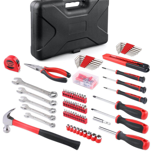 175 Piece All Purpose Tool Kit In Durable Toolbox Case For Home Auto Garage Travel Emergency DIY Projects And Everyday Repairs
