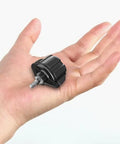 Hand holding Three Pack 17mm Ball Joint Socket To 1/4 Inch 20 Screw Mount Adapter for tripods and accessories.
