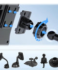 Close-up of 4 Pack Replacement Tightening Nuts With Button Lock For 17mm Ball Joint Mount Socket, showing assembly with car mount.