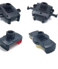 Four angled views of Six Pack Replacement Tightening Nuts For 17mm Ball Joint Adapters For Car Mounts in black.