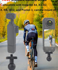Durable All Aluminum 17mm Ball Mount Adapter With 1/4 Inch Screw compatible with Insta360 X4 X3 cameras shown on a cycling setup.