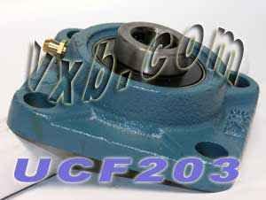 17mm Bearing UCF-203 + Square Flanged Cast Housing Mounted Bearings - VXB Ball Bearings