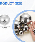 20 Pieces 17mm Solid Chrome Steel Bearing Balls G16 Precision Grade showing size and smooth mirror finish in hand