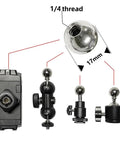 Four Pack 17mm Stainless Steel Ball Head Adapters With One Quarter Inch Thread Socket Swivel Ball Joint Converter For Camera Mounts