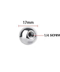 Close-up of a 17mm stainless steel ball head adapter with 1/4-inch thread from the Four Pack 17mm Stainless Steel Ball Head Adapters.