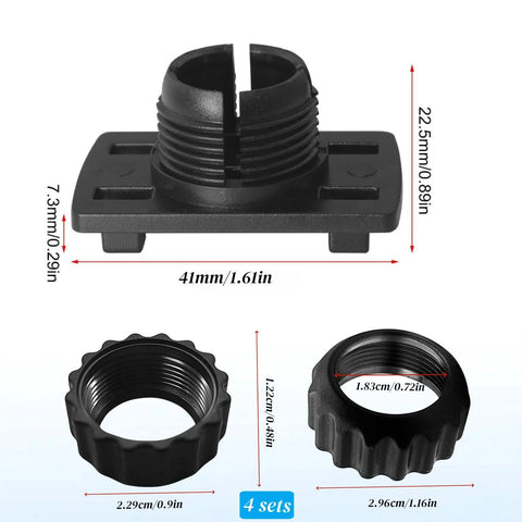 4 Pack Replacement Tightening Nuts With Button Lock For 17mm Ball Joint Mount Socket shown with dimensions and design details