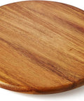 18 inch acacia wood lazy susan cabinet organizer, solid wood rotating turntable tray for kitchen use.