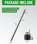 Extra Long 18 Inch Air Hammer Bit Set With 3/8 Inch Taper Punch And Spring 42CrMo Alloy Steel Point Tip Pneumatic Cold Chisel