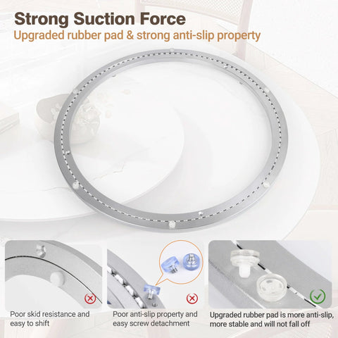 18 Inch Aluminum Alloy Lazy Susan Bearing Rotating Turntable with non-slip rubber pads on tabletop
